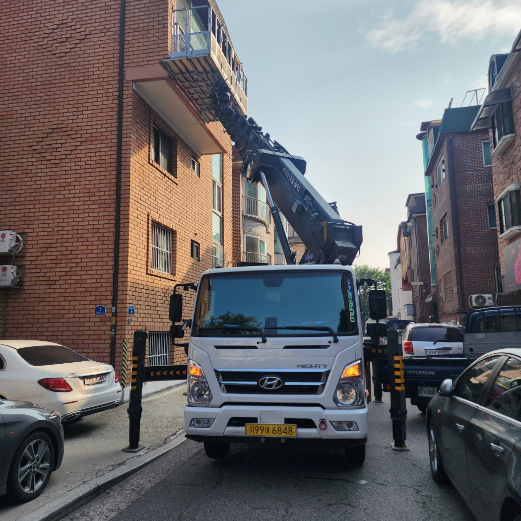 외벽 도색 스카이차 작업사진